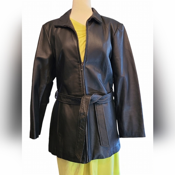 Worthington size L black leather coat - Picture 7 of 8